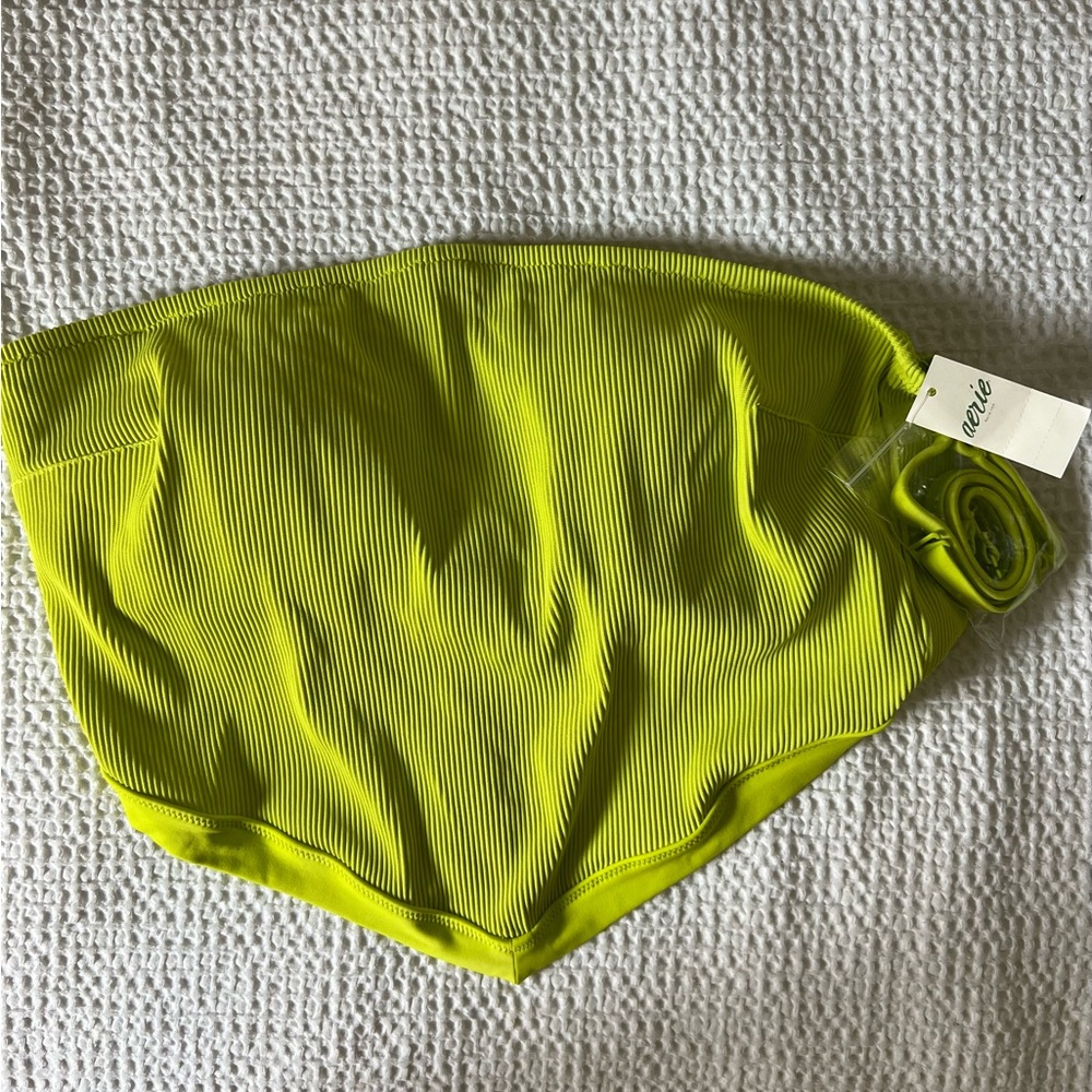 Aerie Green Bandeau Swim Top M